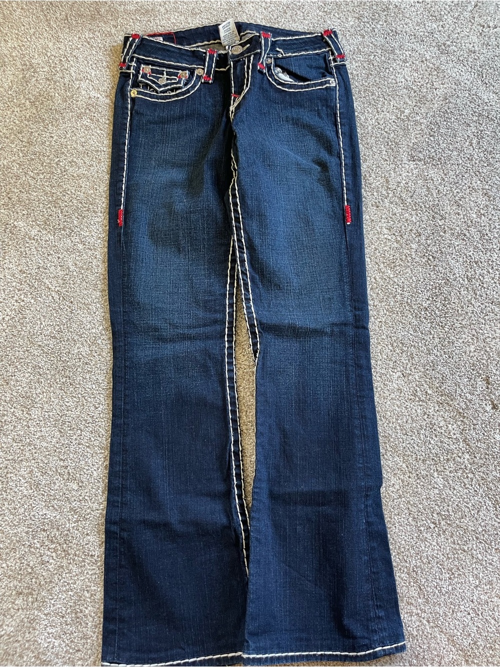 True Religion Fashion Becky Super T Jeans with Stunning White Accent Stitching - Picture 2 of 5